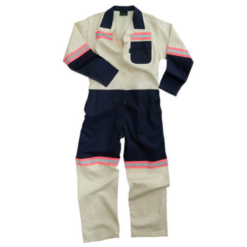 6565NAUB26 Womens J54 Reflective Two Tone Boiler Suit Navy Unbleached