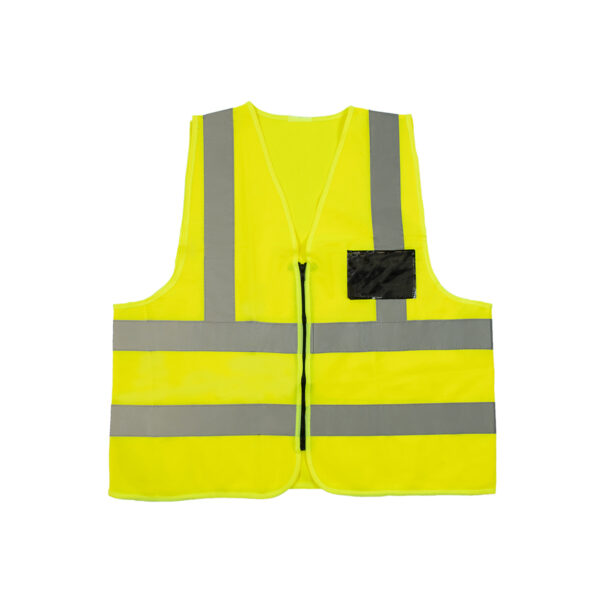 lime reflective vest with zip and id pocket front 2