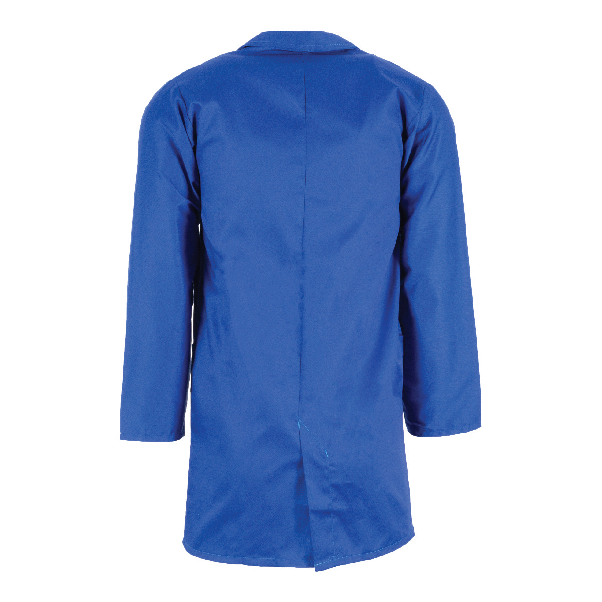 royal blue long sleeve dust coat back 1
