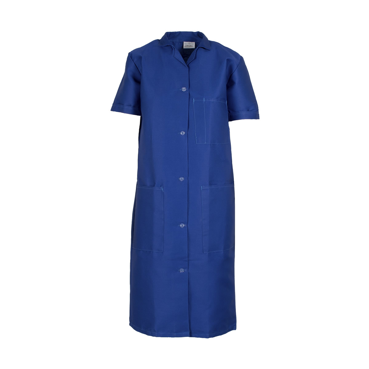 royal blue short sleeve ladies canteen coat front 1