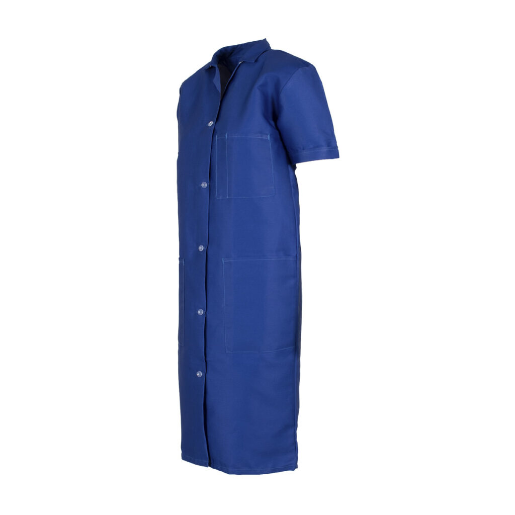 royal blue short sleeve ladies canteen coat right 1